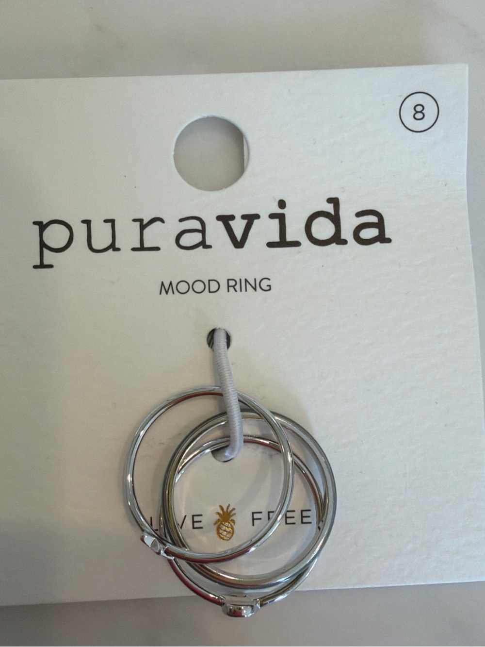 Pura Vida Silver Tone Mood Ring Alien, Moon & Star Size 8 New